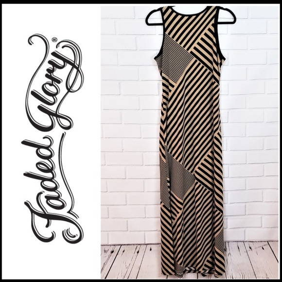 FADED GLORY Geometric Black/Tan Sleeveless Maxi, 8-10 - Picture 2 of 4